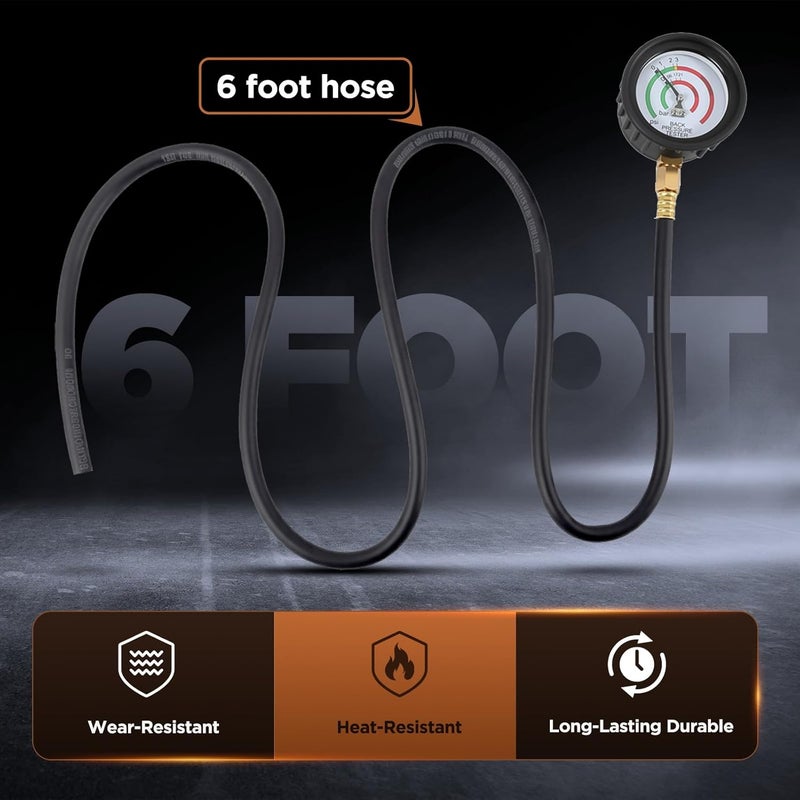 CMTOOL Exhaust Back Pressure Tester Kit with Carrying Case, Automotive Exhaust Back Pressure Gauge Set with 6-Foot Hose, Professional Car Diagnostic Test Tool with Adapter & 2 Hose Clamps - Image 4